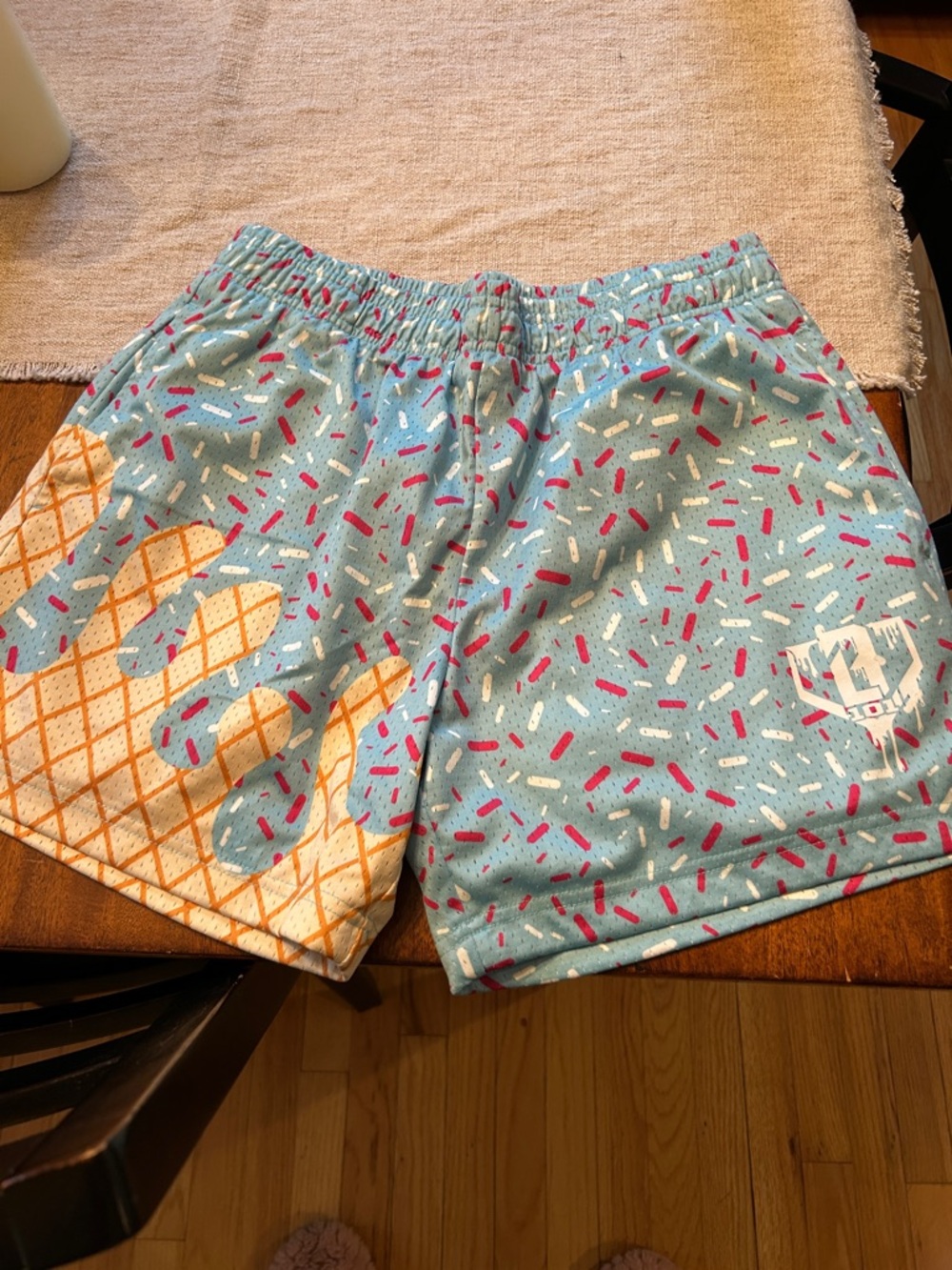 Men's Light Blue Ice Cream Cone Print Athletic Shorts